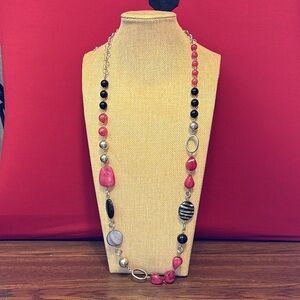 NY Collection Pink and Black Acrylic Beaded Necklace